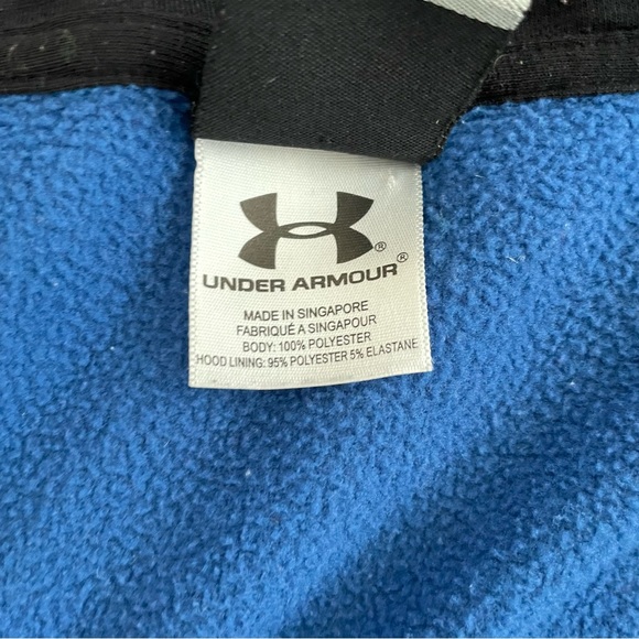 Under Armour Blue Fleece-lined Zipper Hoodie with Logo Print - Picture 11 of 13